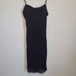 Vintage 90s Elegant Black Midi Dress
